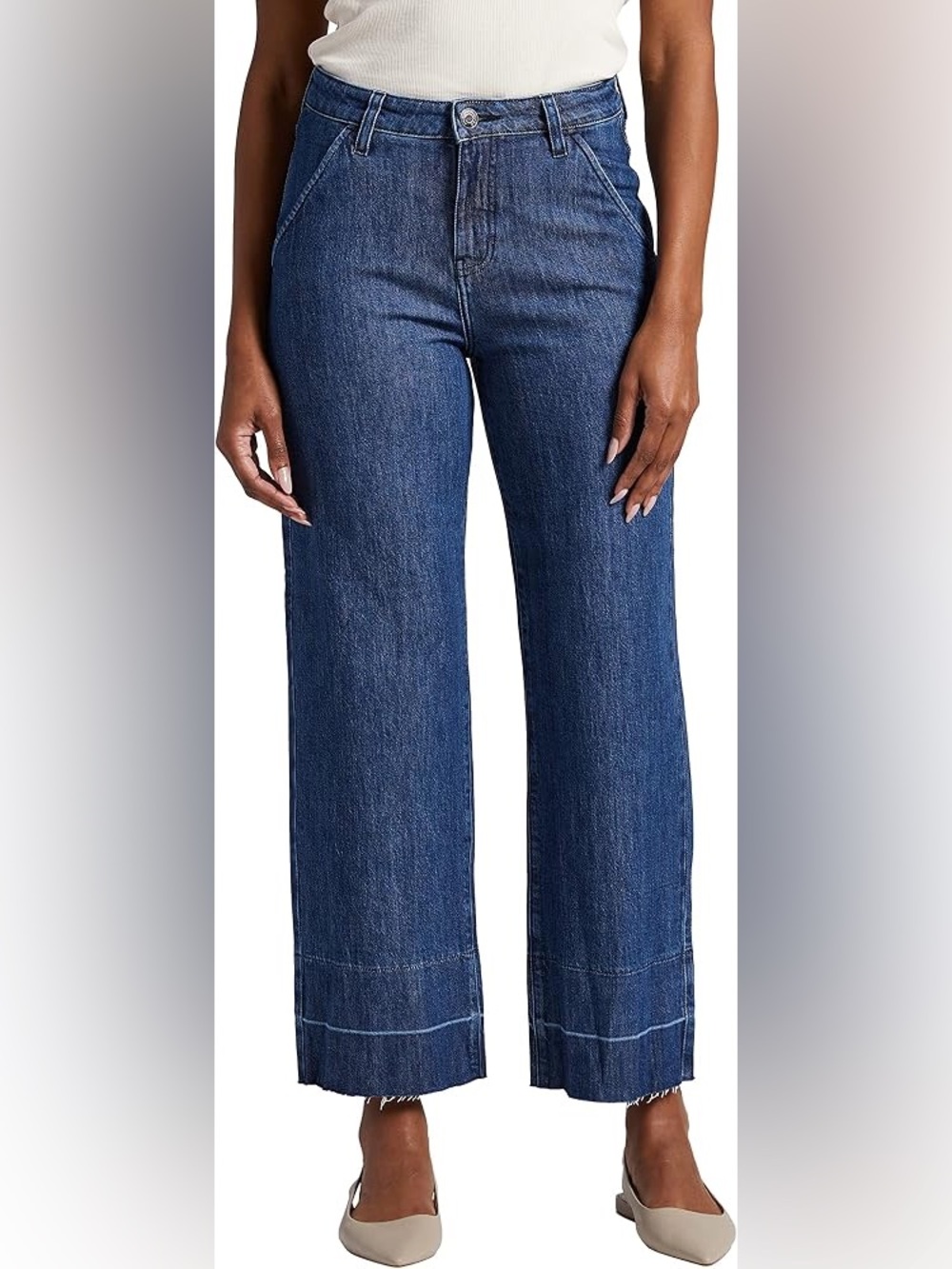 JAG Women’s Sophia High-Rise Wide Leg Frayed Edge Dark Wash Jeans Size 0